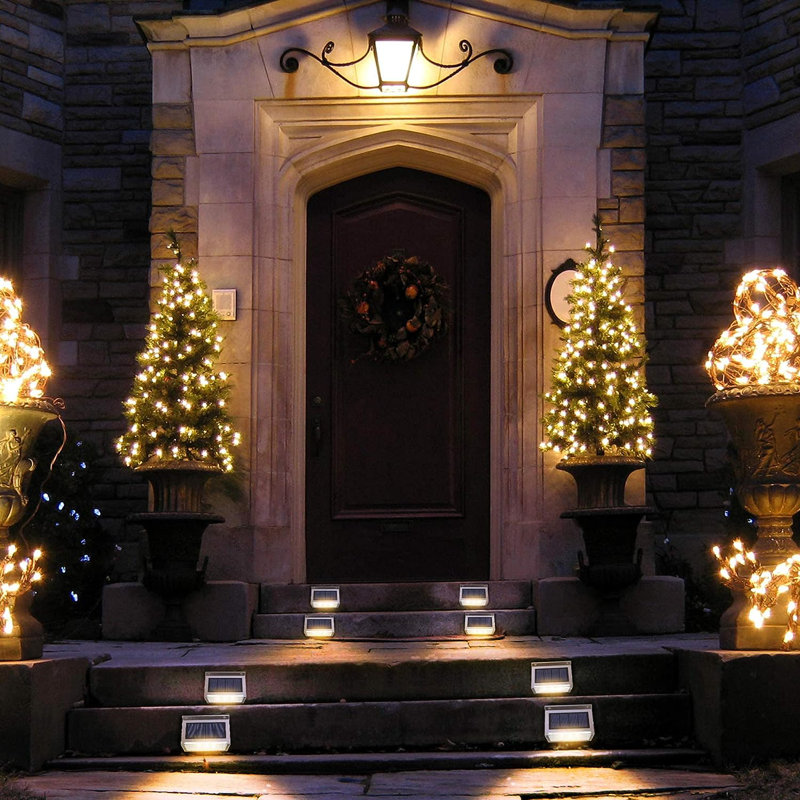 JACKYLED 7 LED Solar Step Lights Outdoor 3 Side Lenses Deck Waterproof